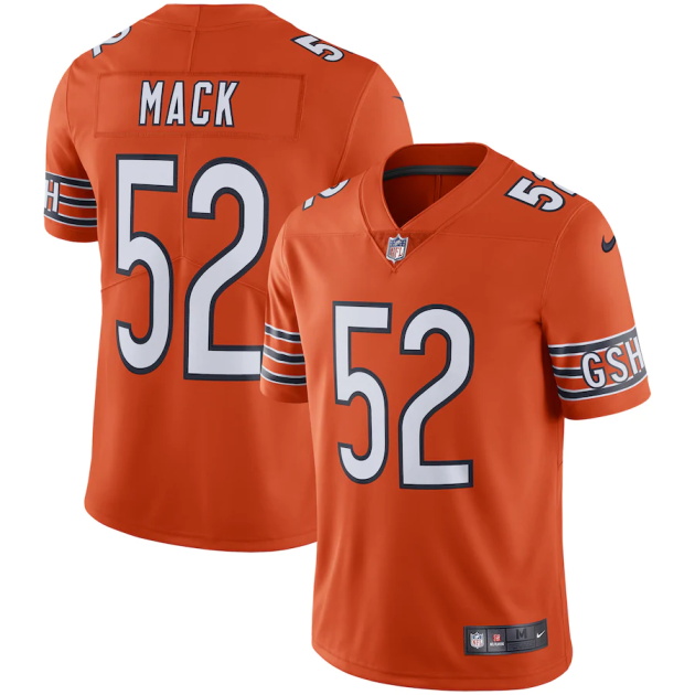 mens nike khalil mack orange chicago bears vapor limited jersey